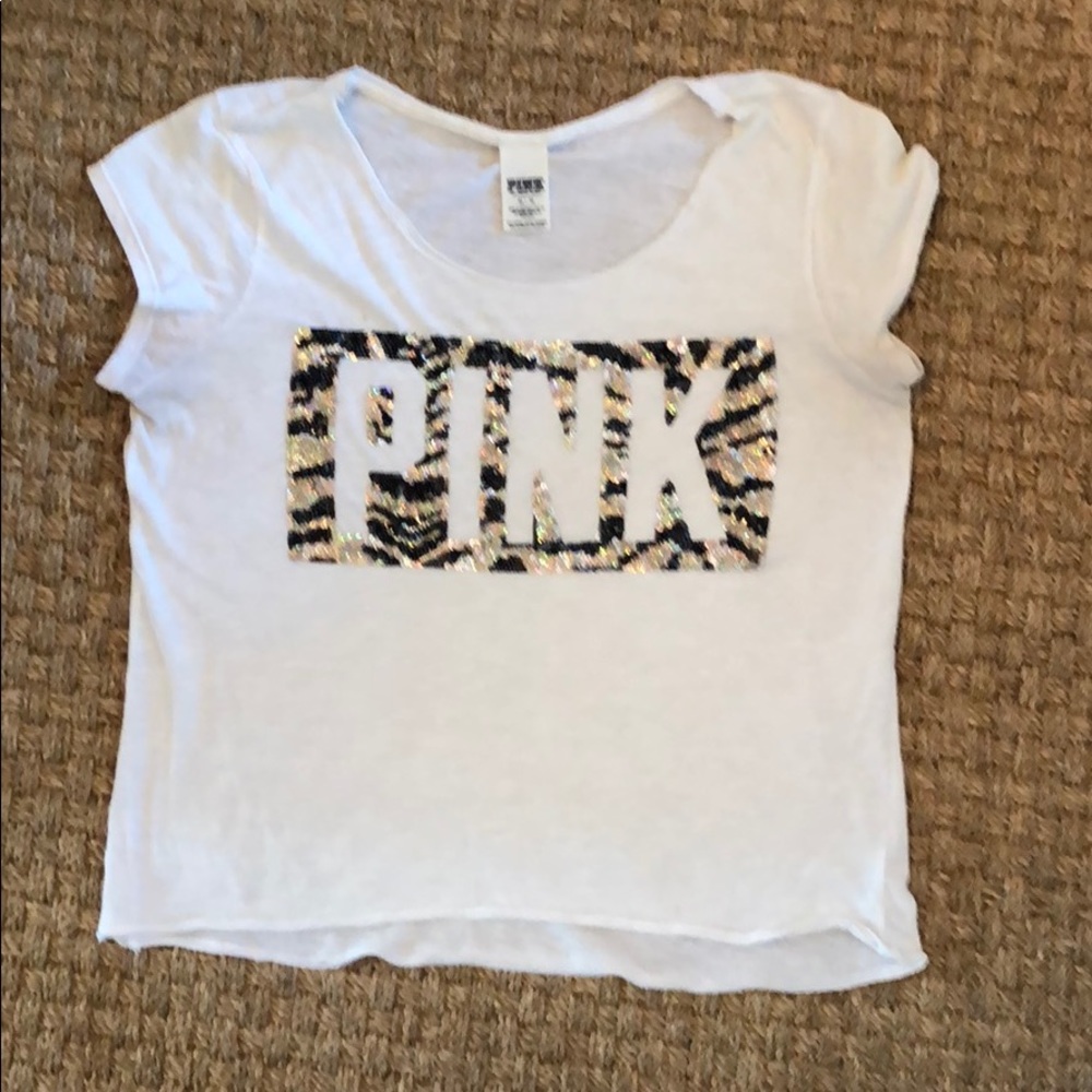PINK Victoria Secret Zebra Sequin shirt